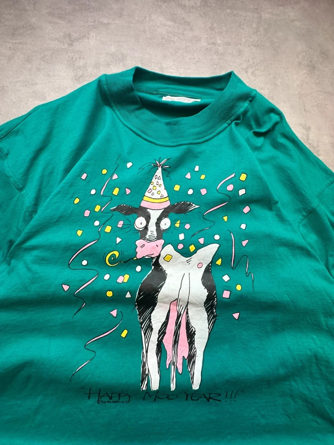 Sweatshirt Russell Athletic Vintage Happy Moo Year Vache Vert