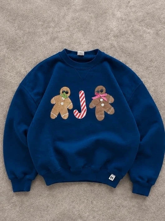 Sweat Vintage Noël Gingerbread – Bleu Marine