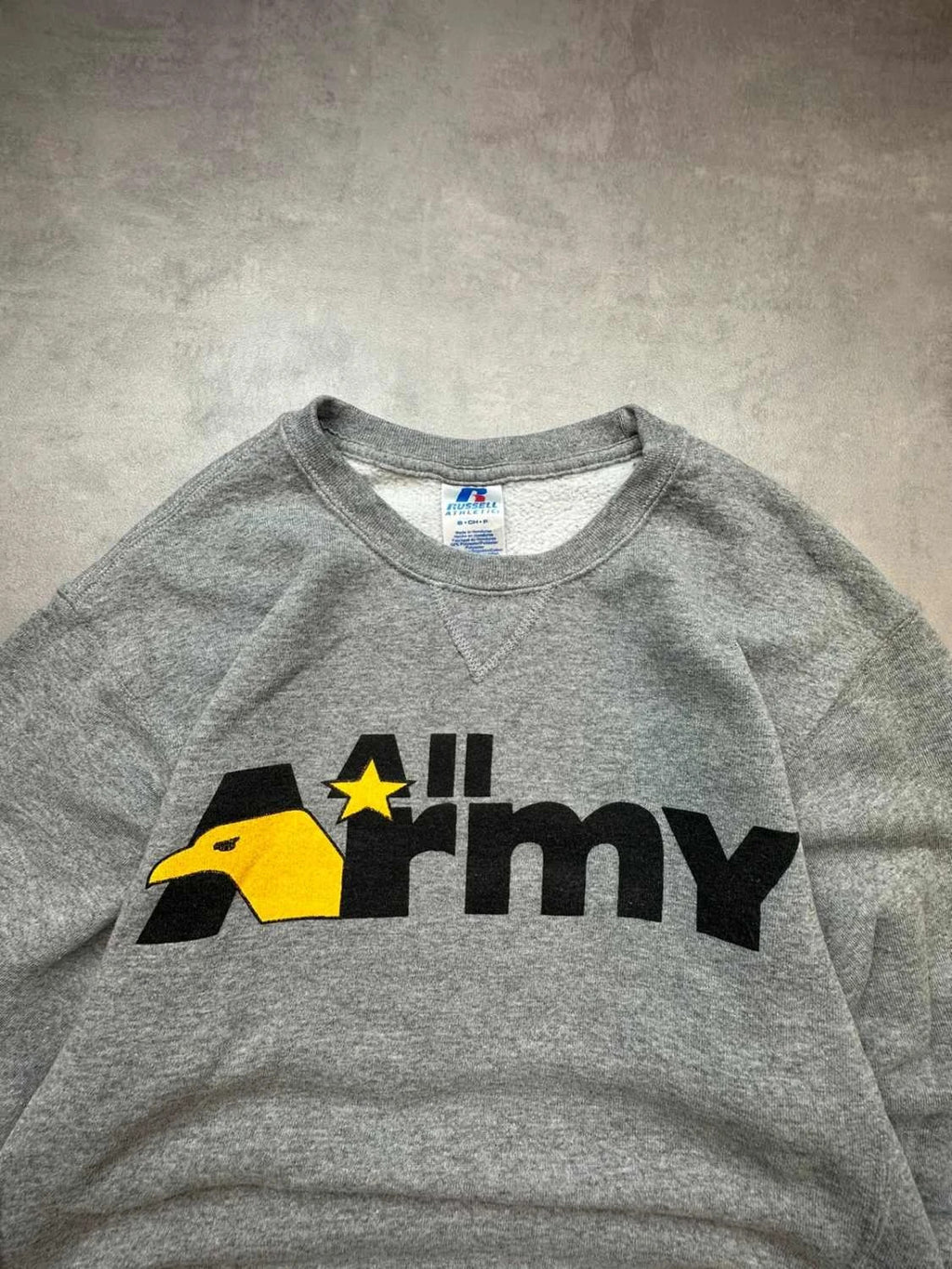 Sweat Russell Athletic Vintage All Army 90s – Gris