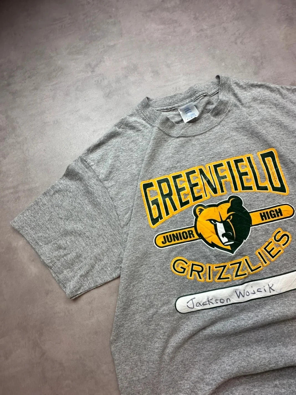 Tee Shirt Vintage Greenfield Grizzlies Gris – College Américain