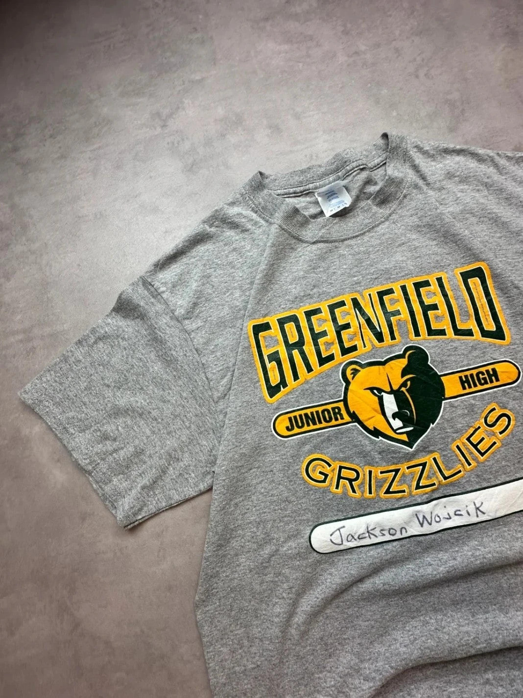 Tee Shirt Vintage Greenfield Grizzlies Gris – College Américain