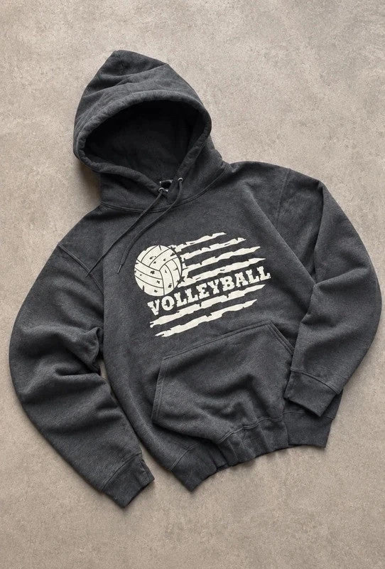 Sweat Hoodie Vintage Volleyball – Gris Anthracite Y2K