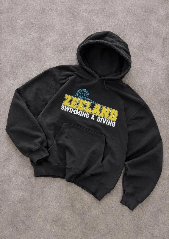 Sweat Hoodie Vintage Zeeland Swimming & Diving – Noir Y2K