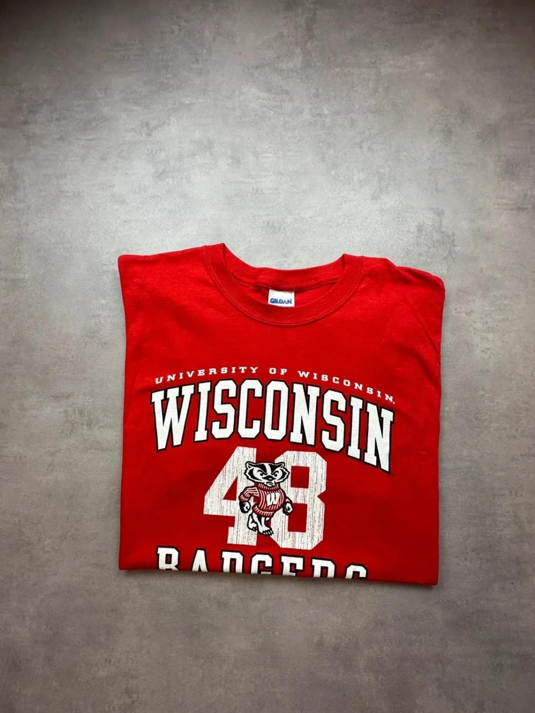 Tee Shirt Vintage Wisconsin Badgers #48 Rouge – Université USA