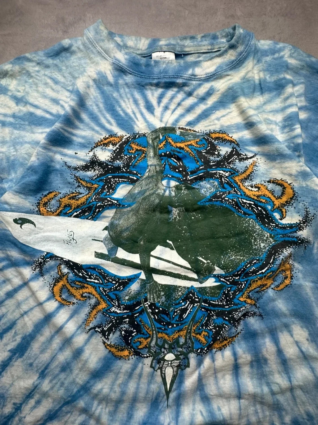 Tee-shirt Vintage Tie-Dye Bleu Surfeur 100% Coton