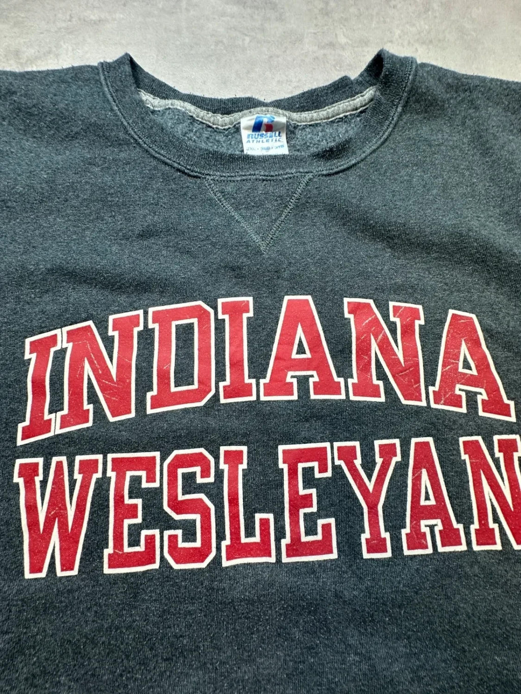 Sweat Russell Athletic Vintage Indiana Wesleyan Gris – College USA