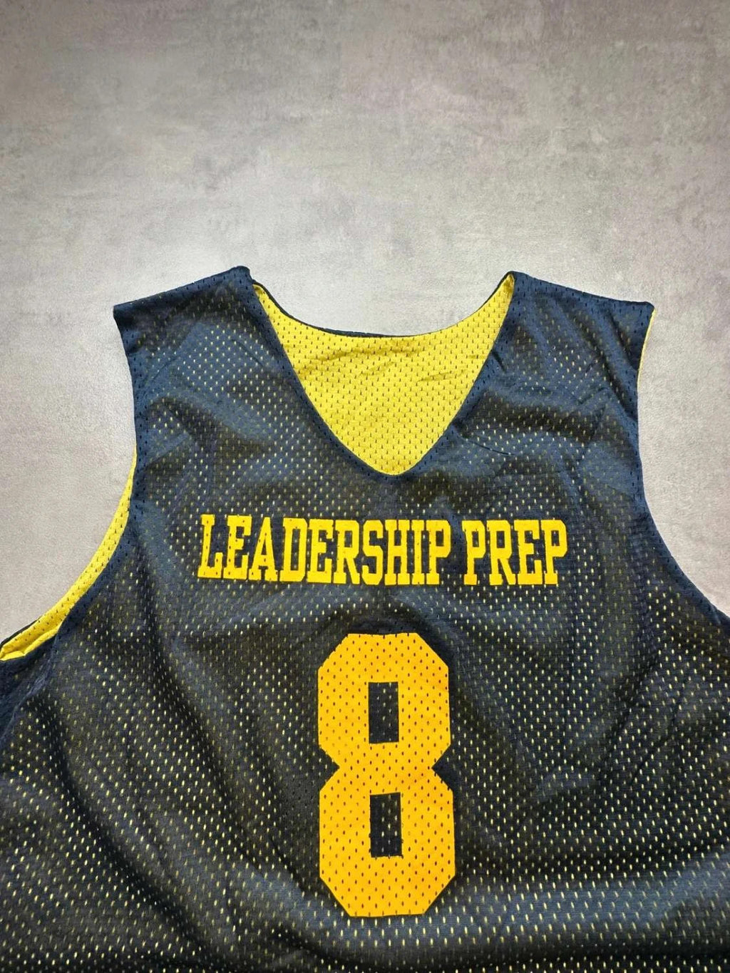 Maillot Basketball Leadership Prep #8 Vintage Noir Jaune – Training Mesh
