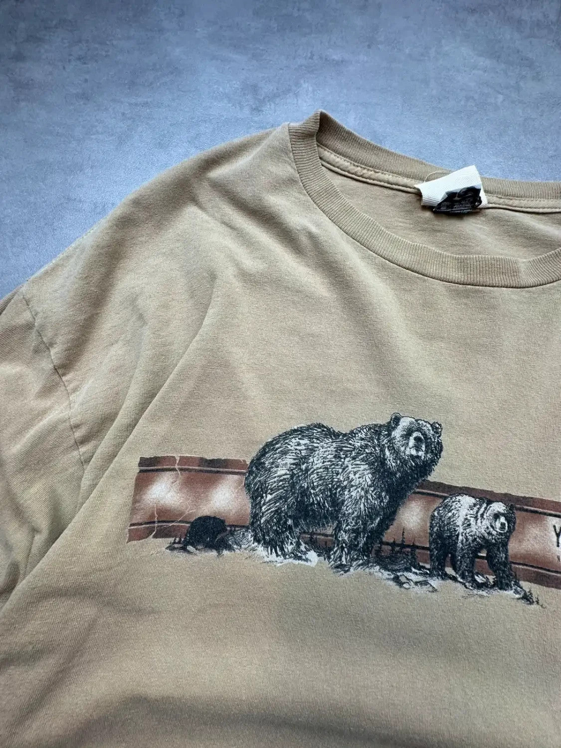 Tee-shirt Longsleeve Vintage Yellowstone Bears Beige