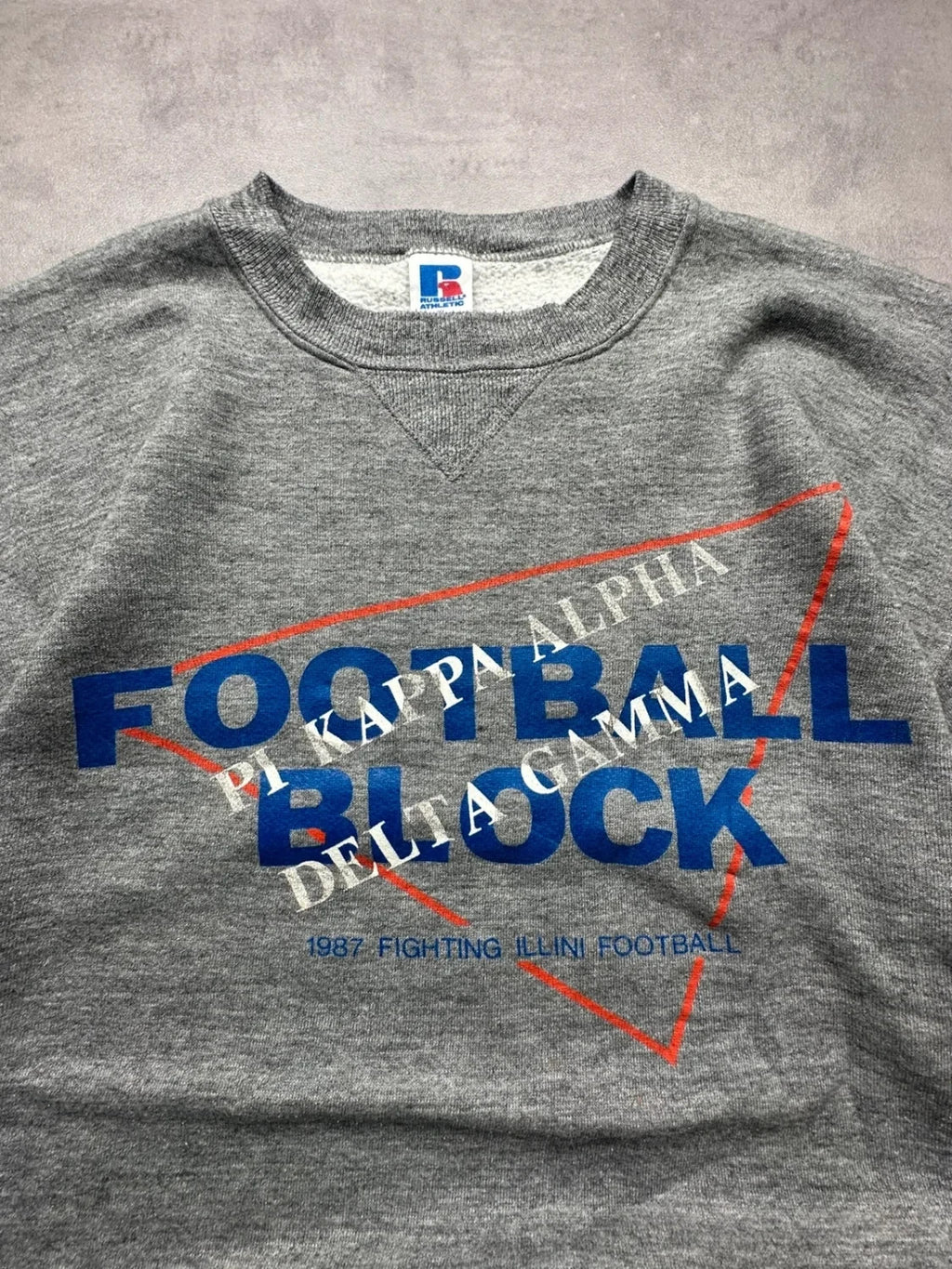 Sweat Russell Athletic Vintage Football Block Gris