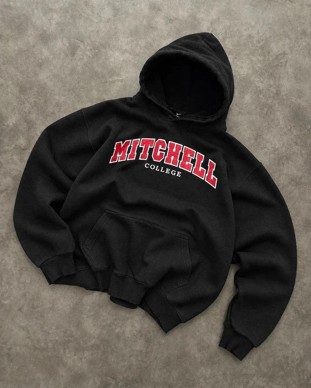 Sweat Hoodie Vintage Mitchell College USA – Black