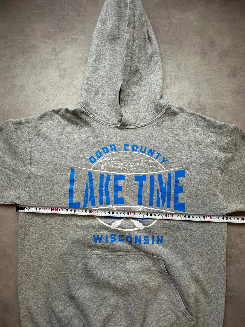 Hoodie Vintage Door County Lake Time Wisconsin – Gris