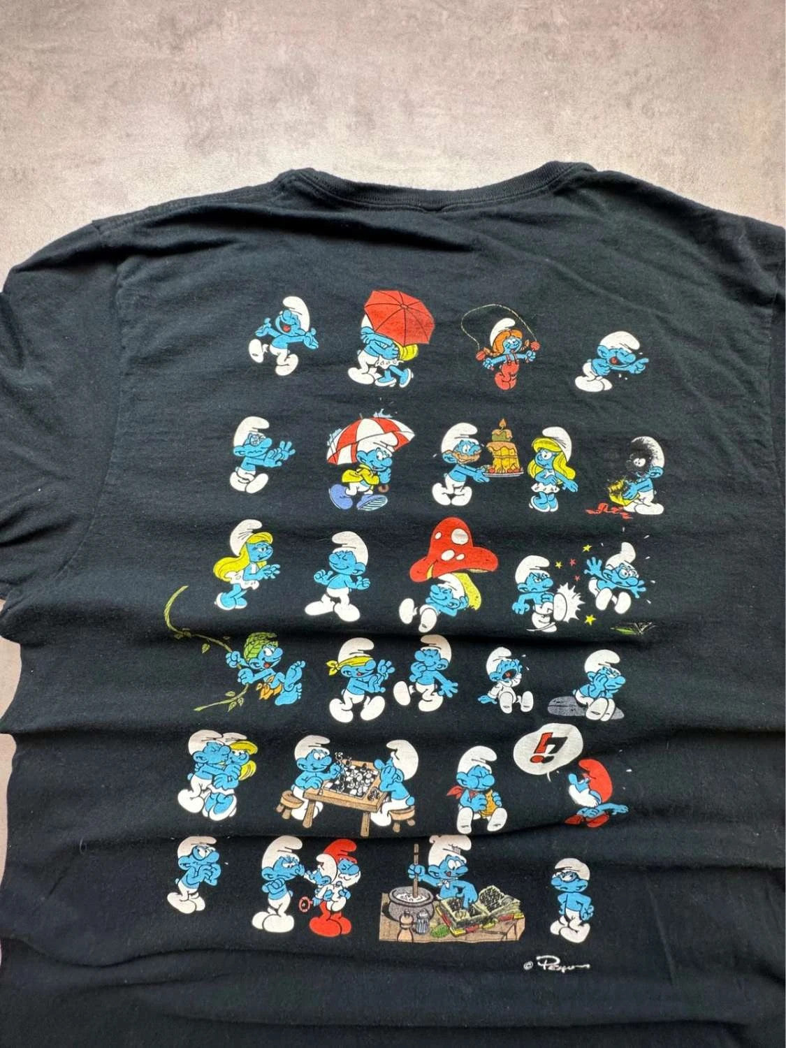 T-Shirt The Smurfs Officiel Peyo 2023 Noir – Grand Imprimé Dos