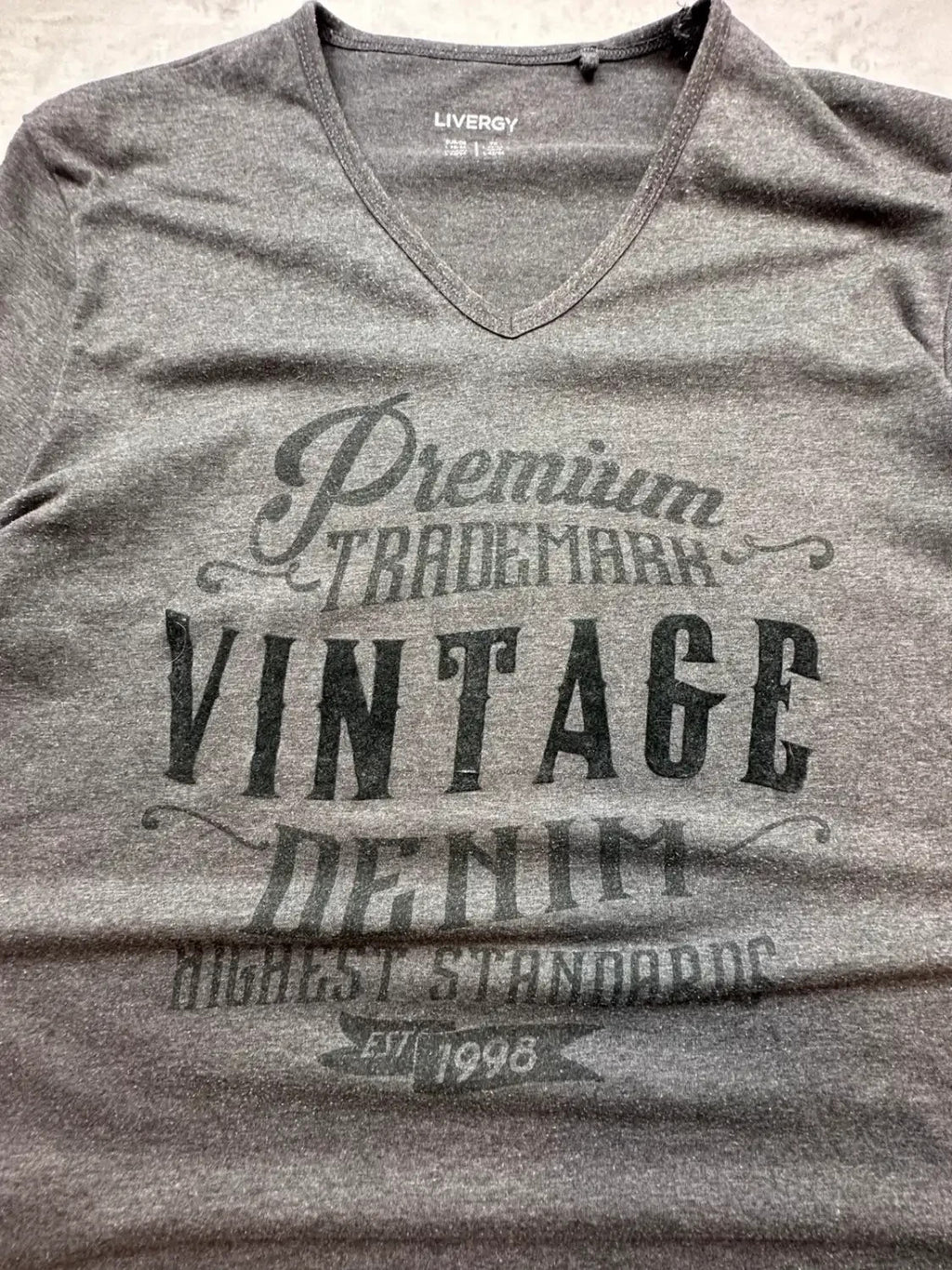 Tee-shirt Vintage Col V Premium Vintage 1998 Gris