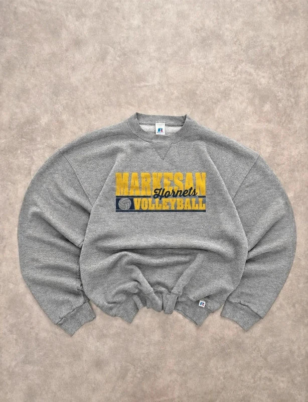 Sweat Crewneck Vintage Russell Athletic Markesan Hornets Volleyball – Gris