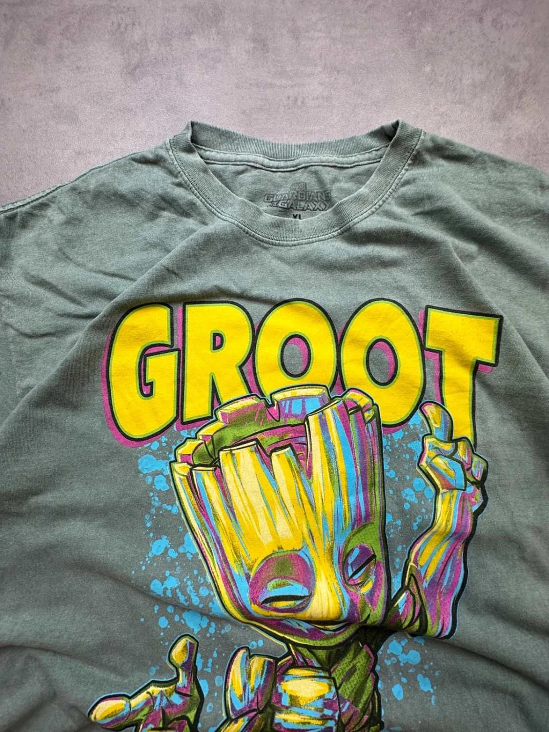 Tee Shirt Marvel Vintage Groot Guardians of the Galaxy Vert d’Eau – Graphic Print Y2K