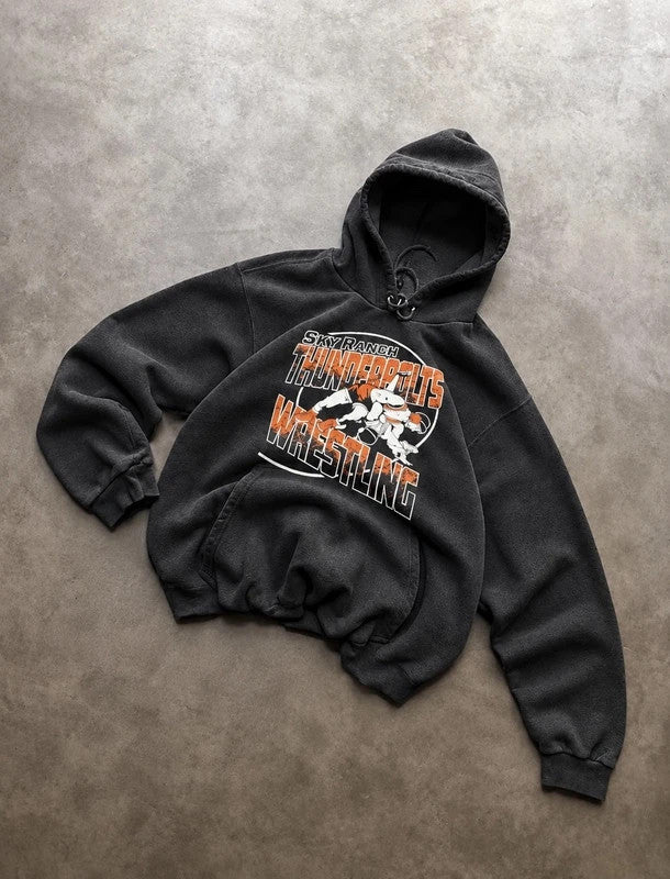 Sweat Hoodie Vintage Sky Ranch Thunderbolts Wrestling – Black