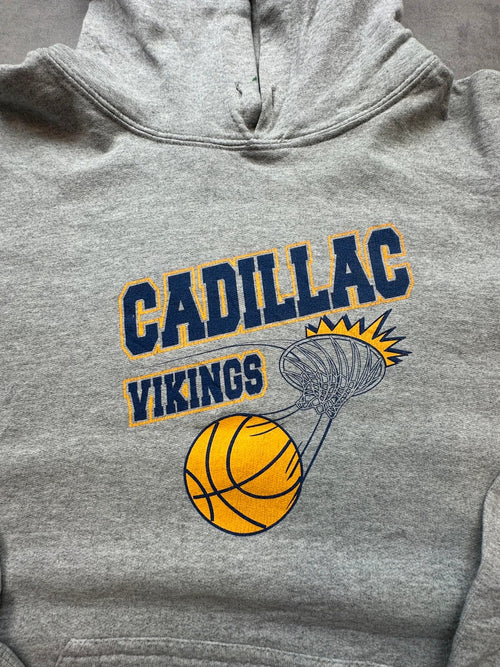 Hoodie Vintage Cadillac Vikings Basketball – Gris