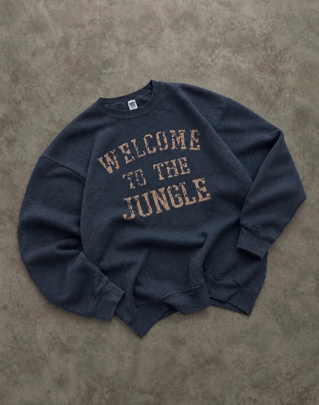Sweat Crewneck Vintage Welcome To The Jungle 90s – Black