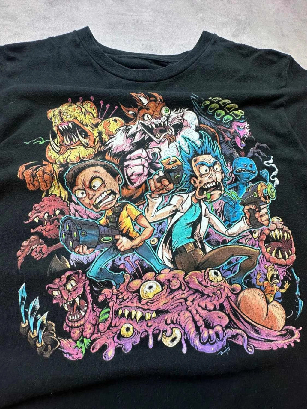 Tee-Shirt Rick and Morty Vintage Graphic Print Noir – Cartoon