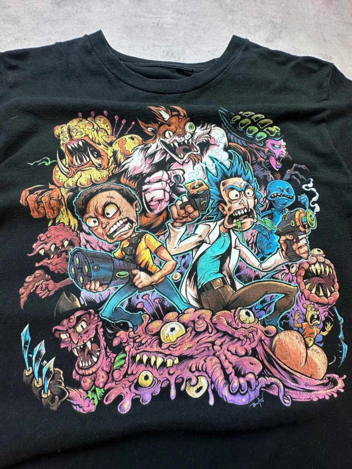 Tee-Shirt Rick and Morty Vintage Graphic Print Noir – Cartoon
