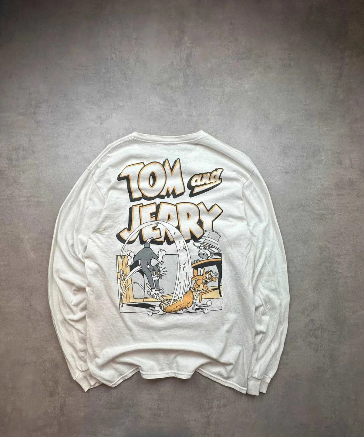 Tee Shirt Vintage Tom & Jerry Longsleeve Blanc – Graphic Print Y2K 90s