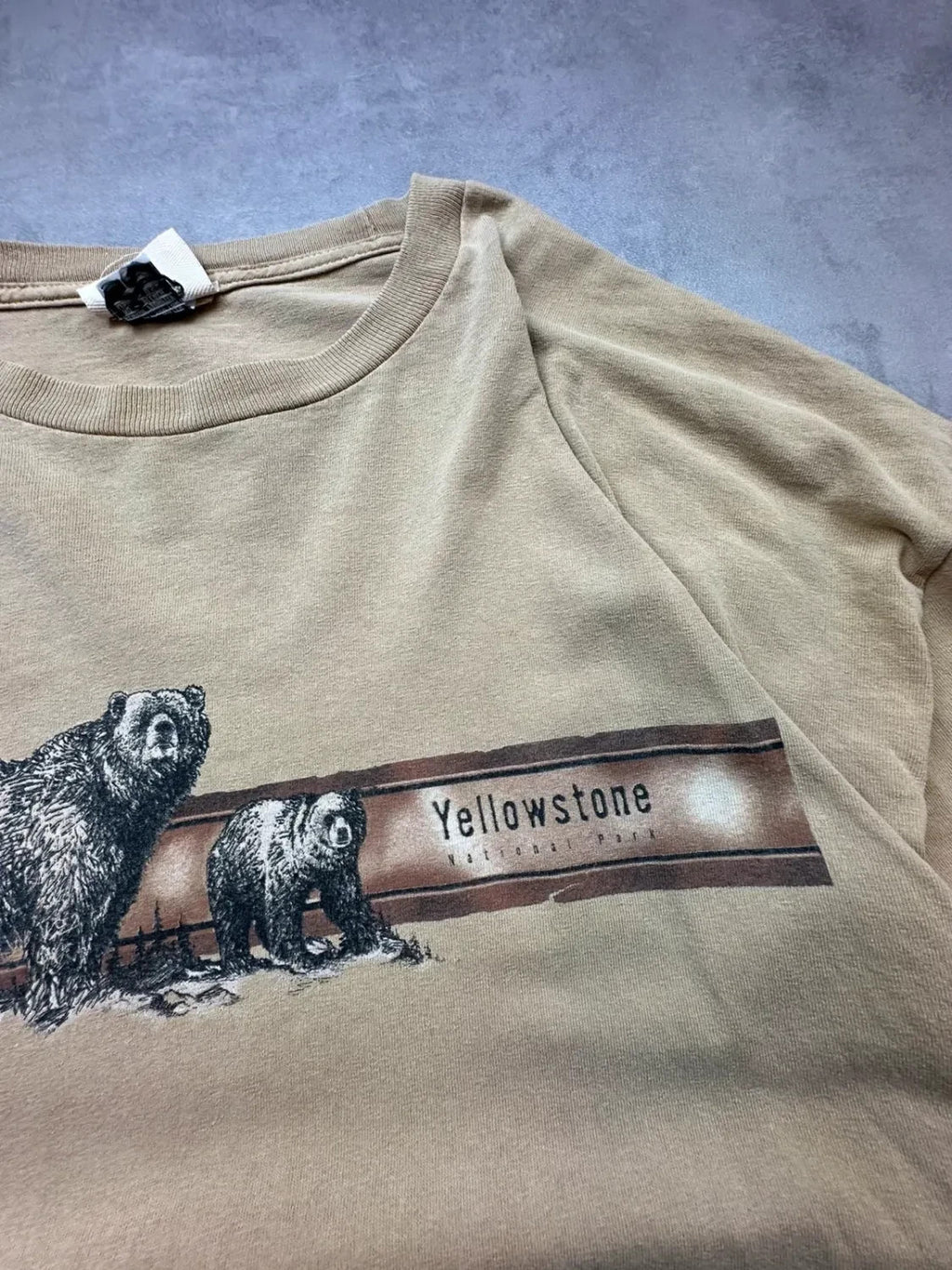 Tee-shirt Longsleeve Vintage Yellowstone Bears Beige