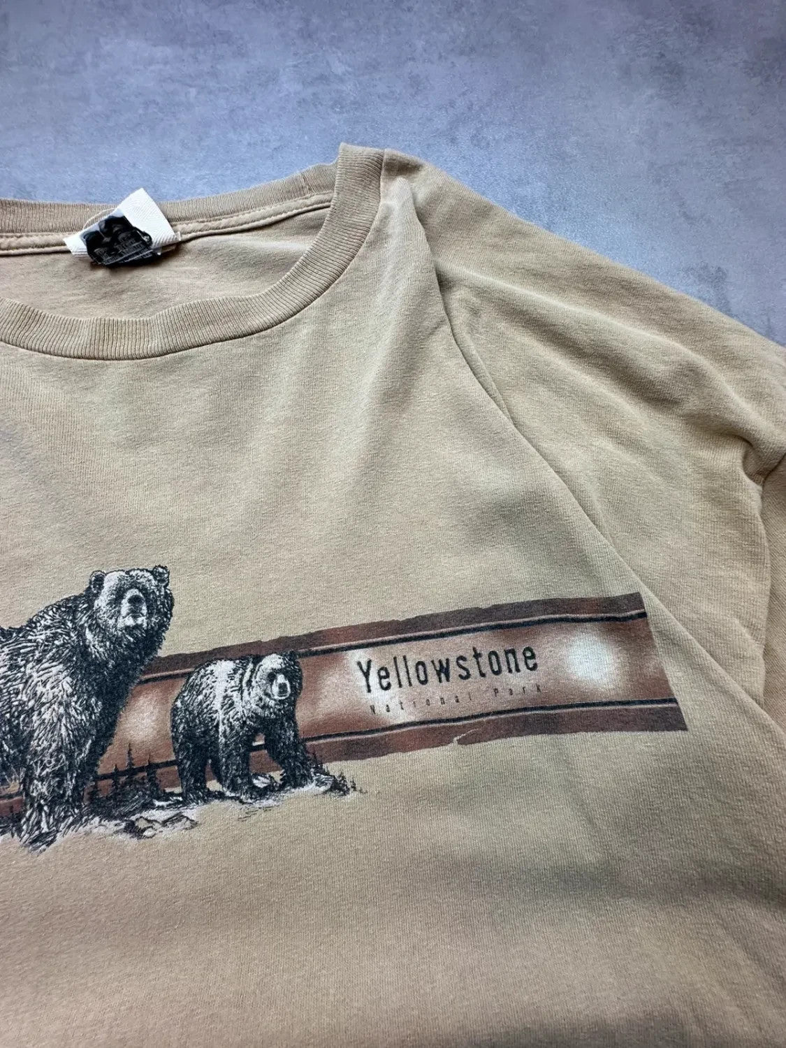 Tee-shirt Longsleeve Vintage Yellowstone Bears Beige