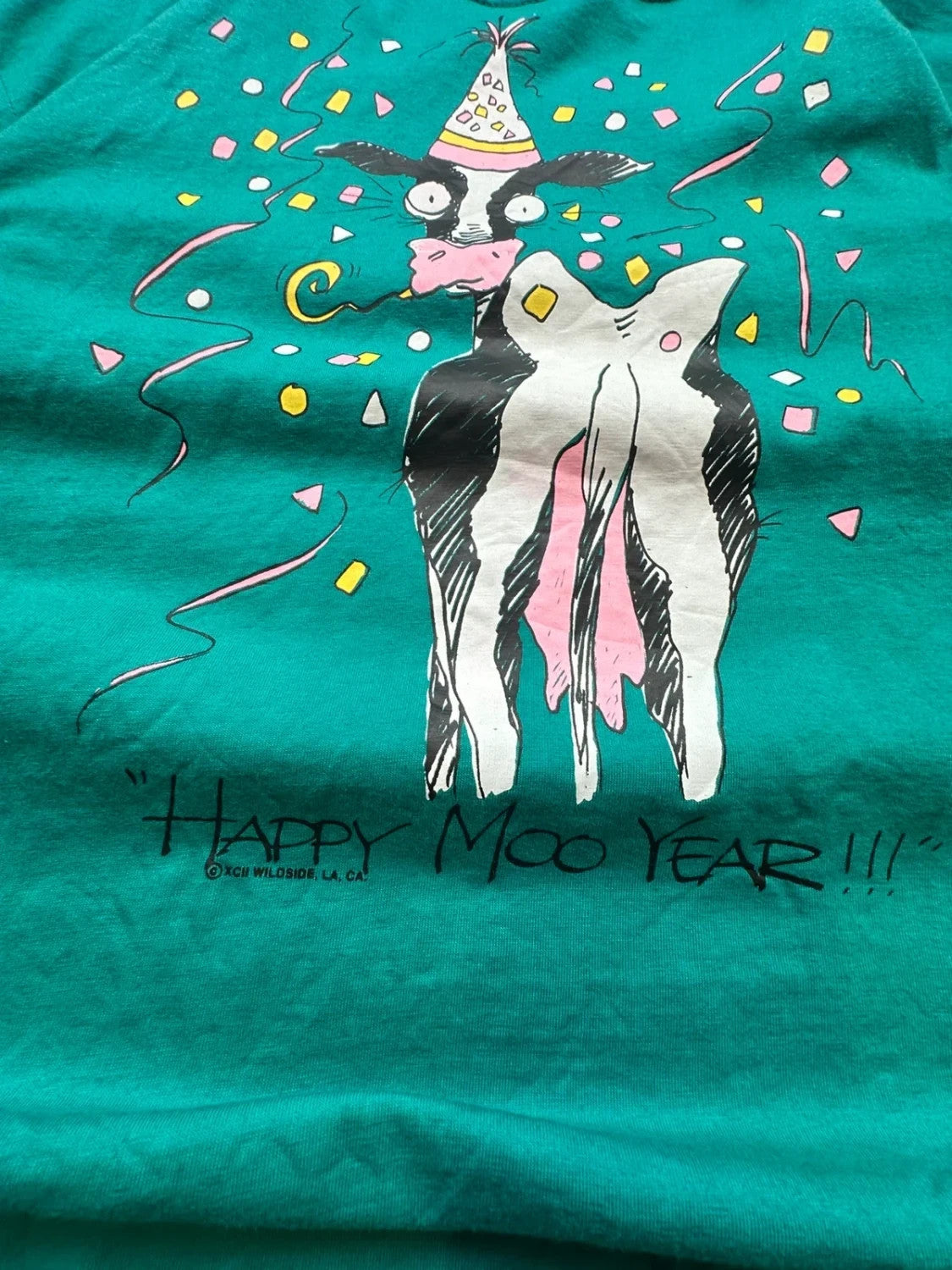 Sweatshirt Russell Athletic Vintage Happy Moo Year Vache Vert