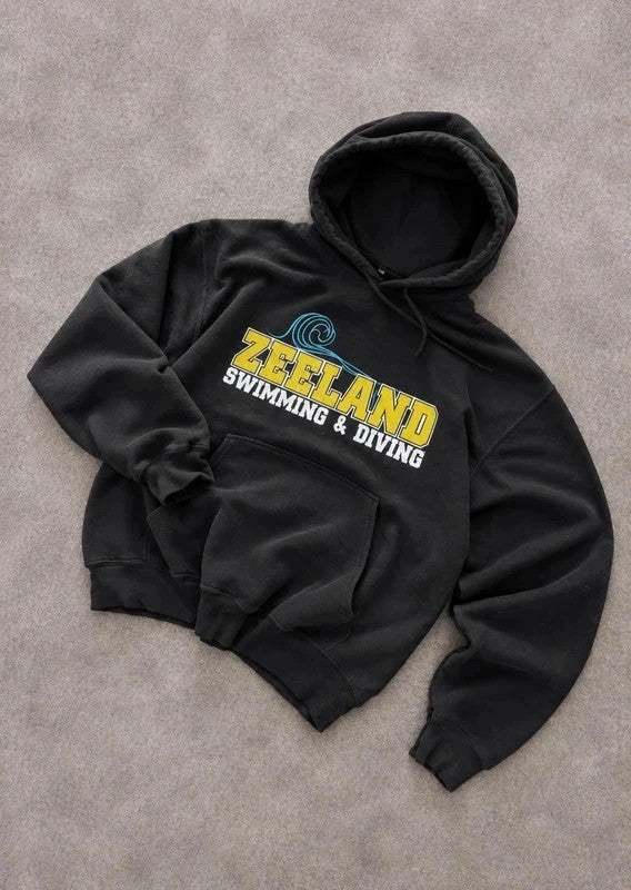 Sweat Hoodie Vintage Zeeland Swimming & Diving – Noir Y2K