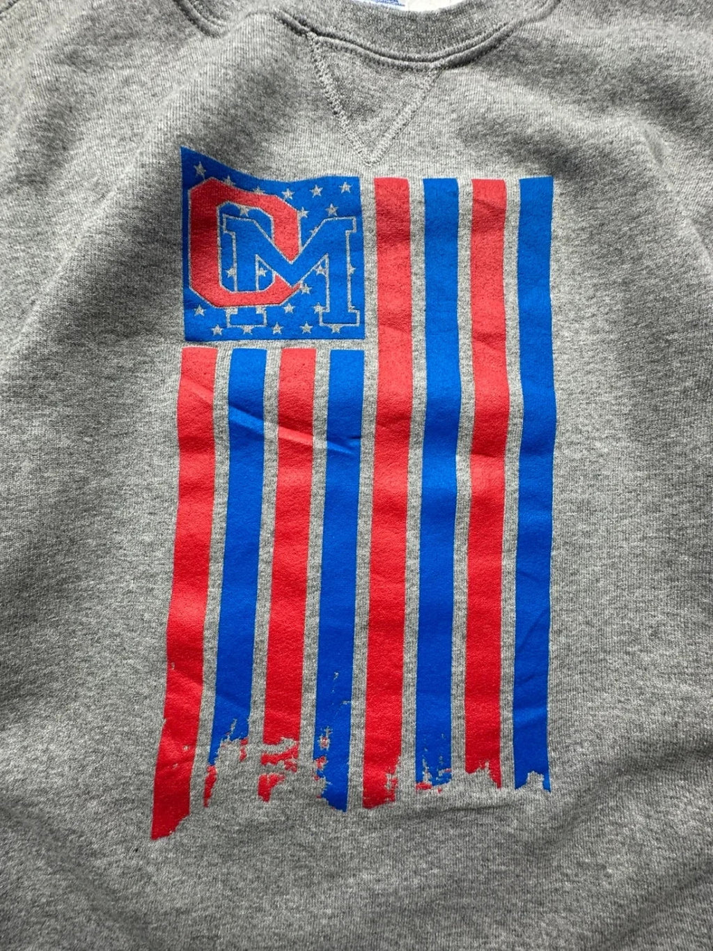 Sweat Russell Athletic Vintage OM American Flag Gris