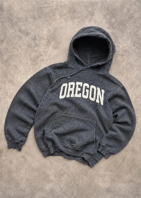Sweat Hoodie Vintage Oregon – Gris Anthracite