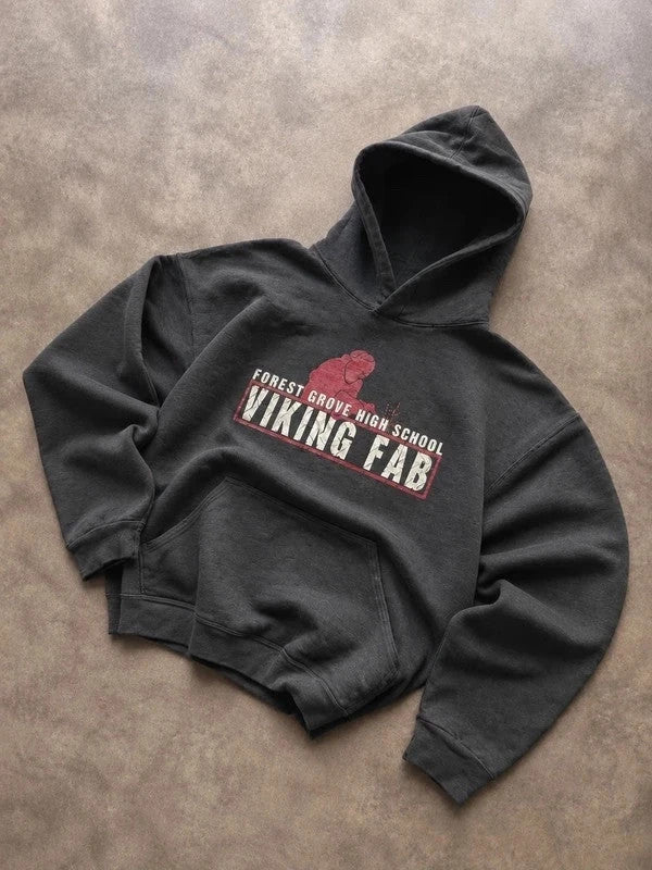 Sweat Hoodie Vintage Forest Grove High School Viking Fab – Gris Y2K