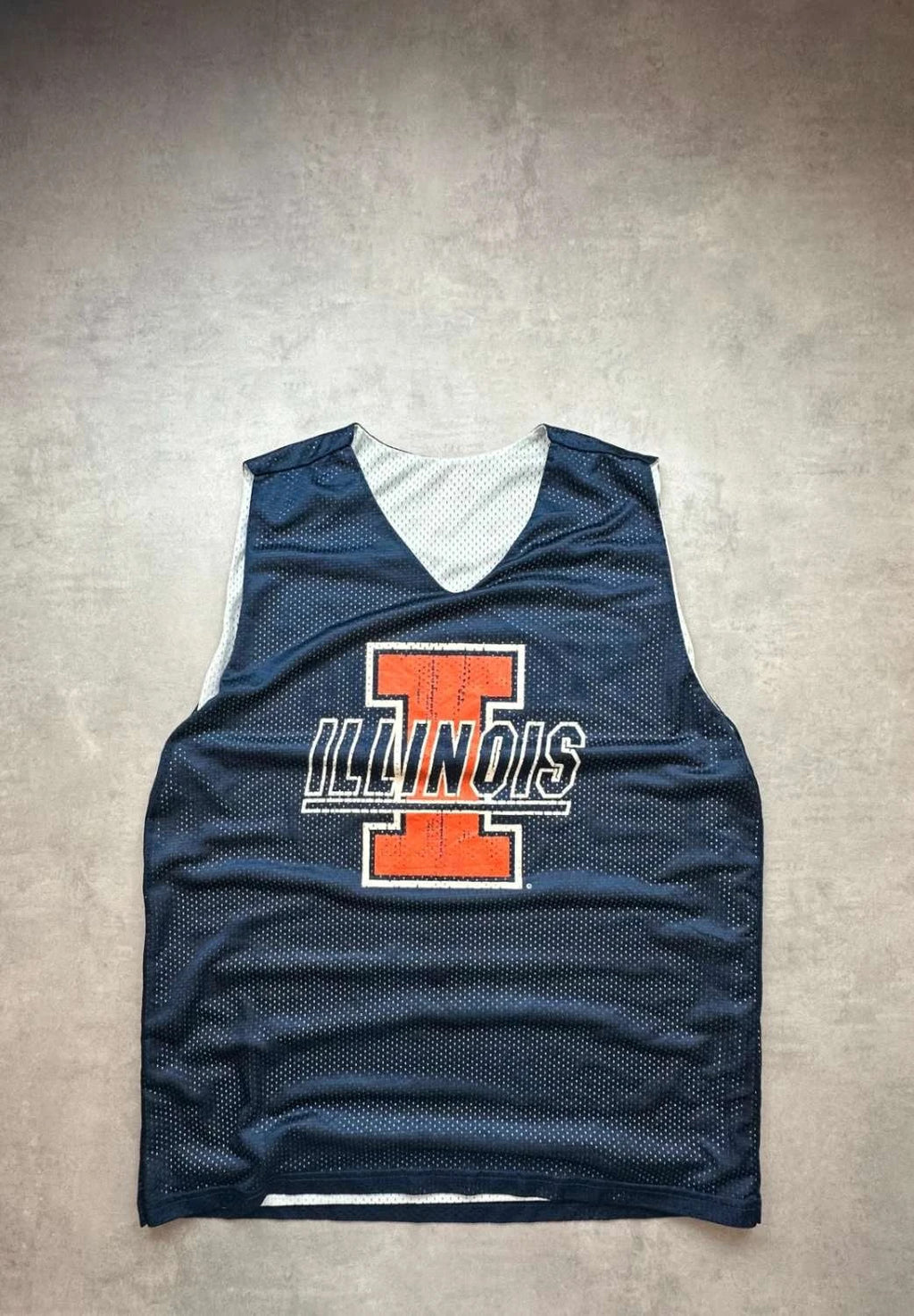 Maillot Basketball Vintage Illinois Fighting Illini – Training Réversible – Blanc & Navy