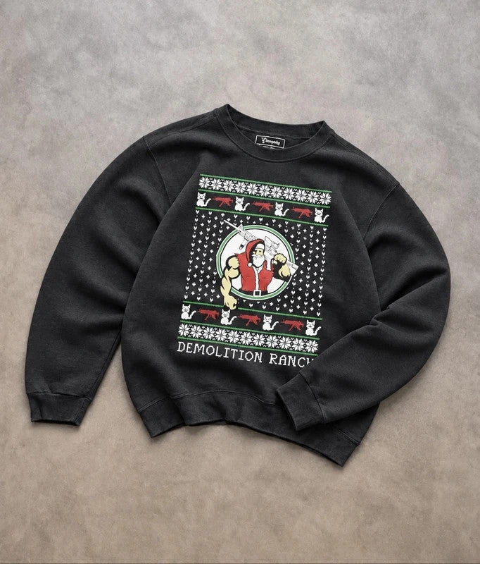 Sweat Crewneck Vintage Demolition Ranch Noël – Noir