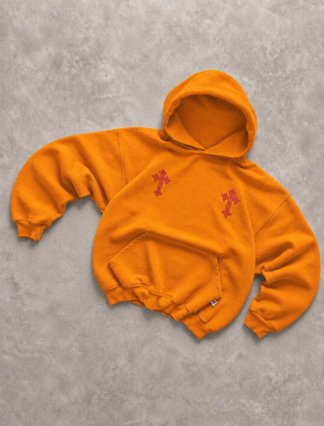 Hoodie Russell Athletic Vintage Custom Croix – Orange Y2K