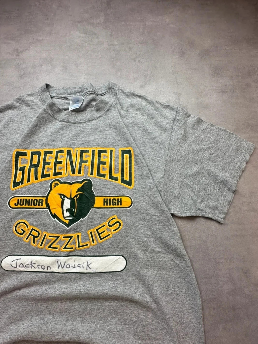 Tee Shirt Vintage Greenfield Grizzlies Gris – College Américain