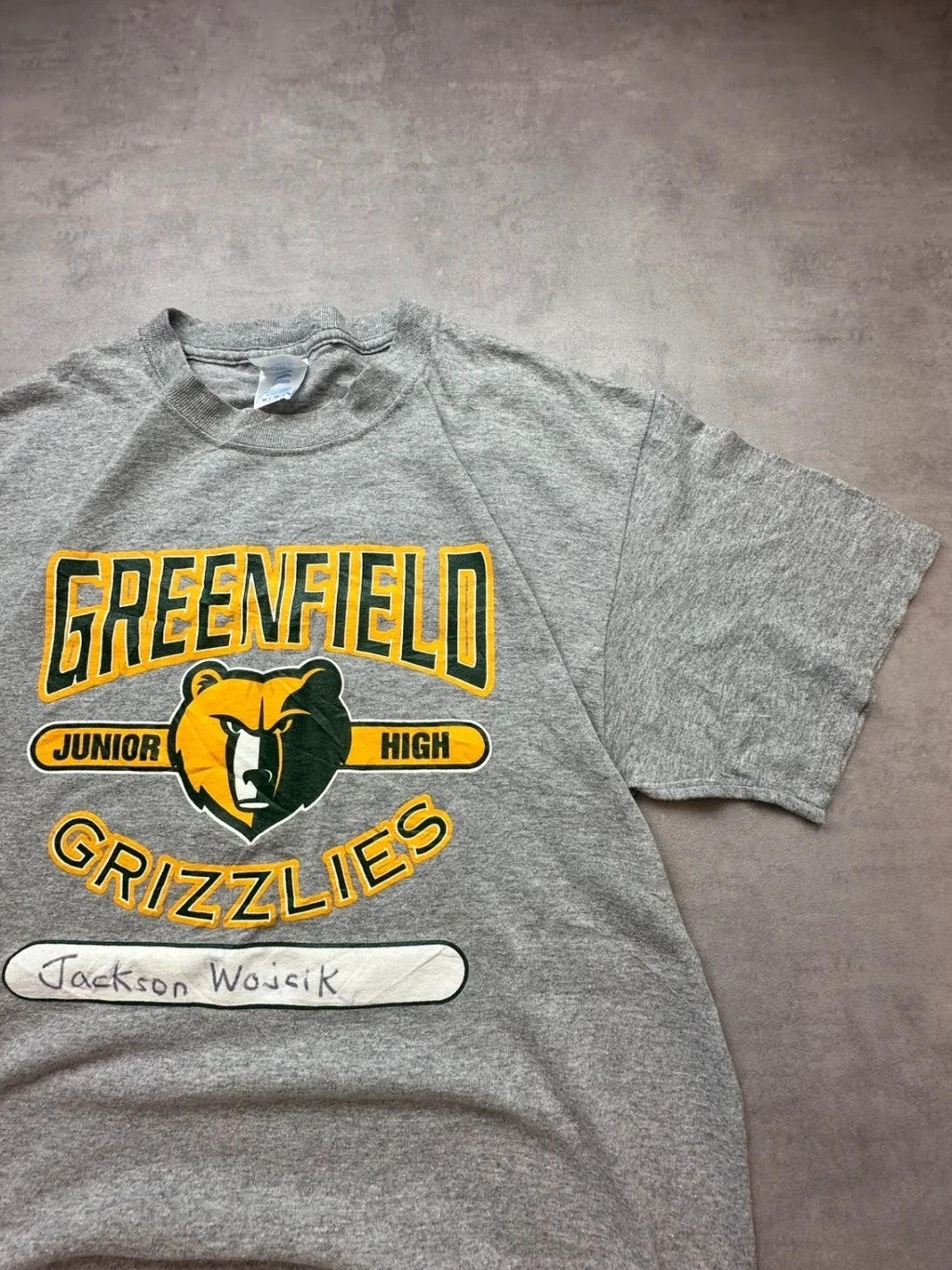 Tee Shirt Vintage Greenfield Grizzlies Gris – College Américain