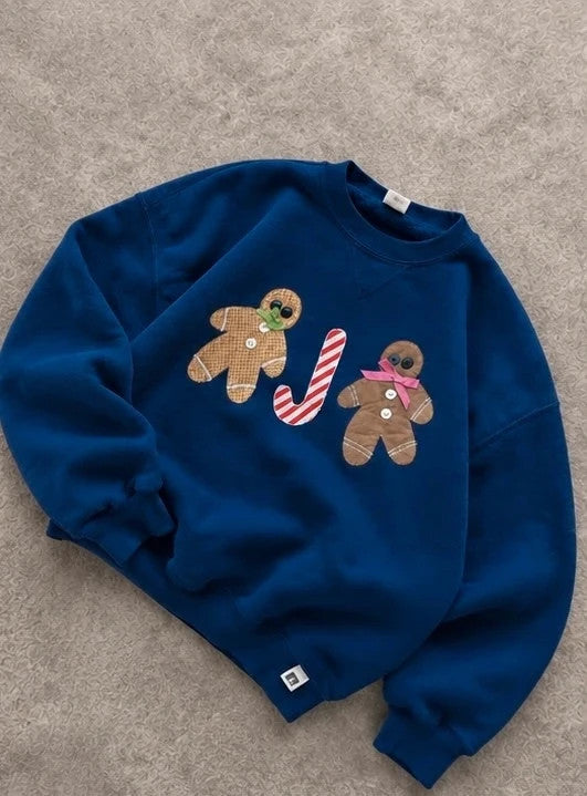 Sweat Vintage Noël Gingerbread – Bleu Marine