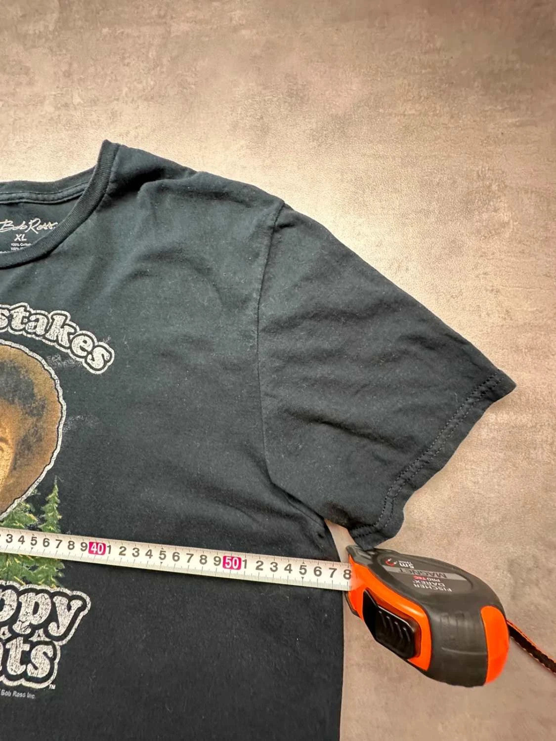 T-Shirt Vintage Bob Ross « No Mistakes Just Happy Accidents » Noir