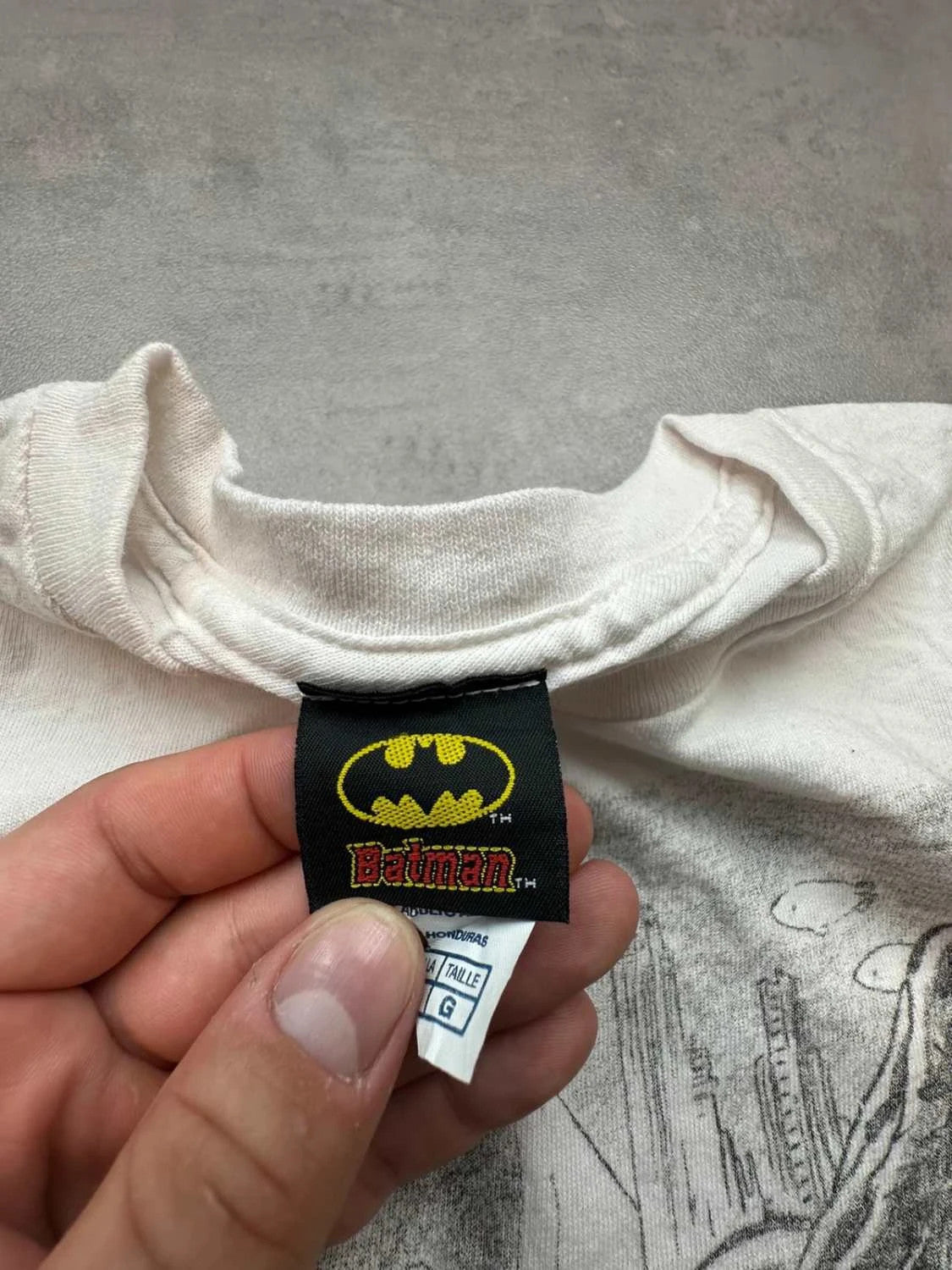 T-Shirt Vintage Batman Graphic Print Blanc