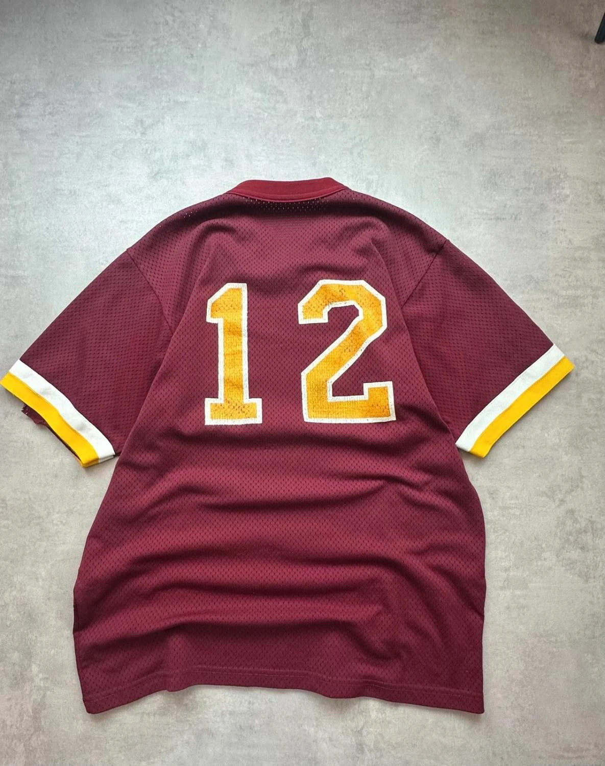 Vintage Ontario Baseball Jersey #12 – Burgundy & Yellow – Y2K / 90s
