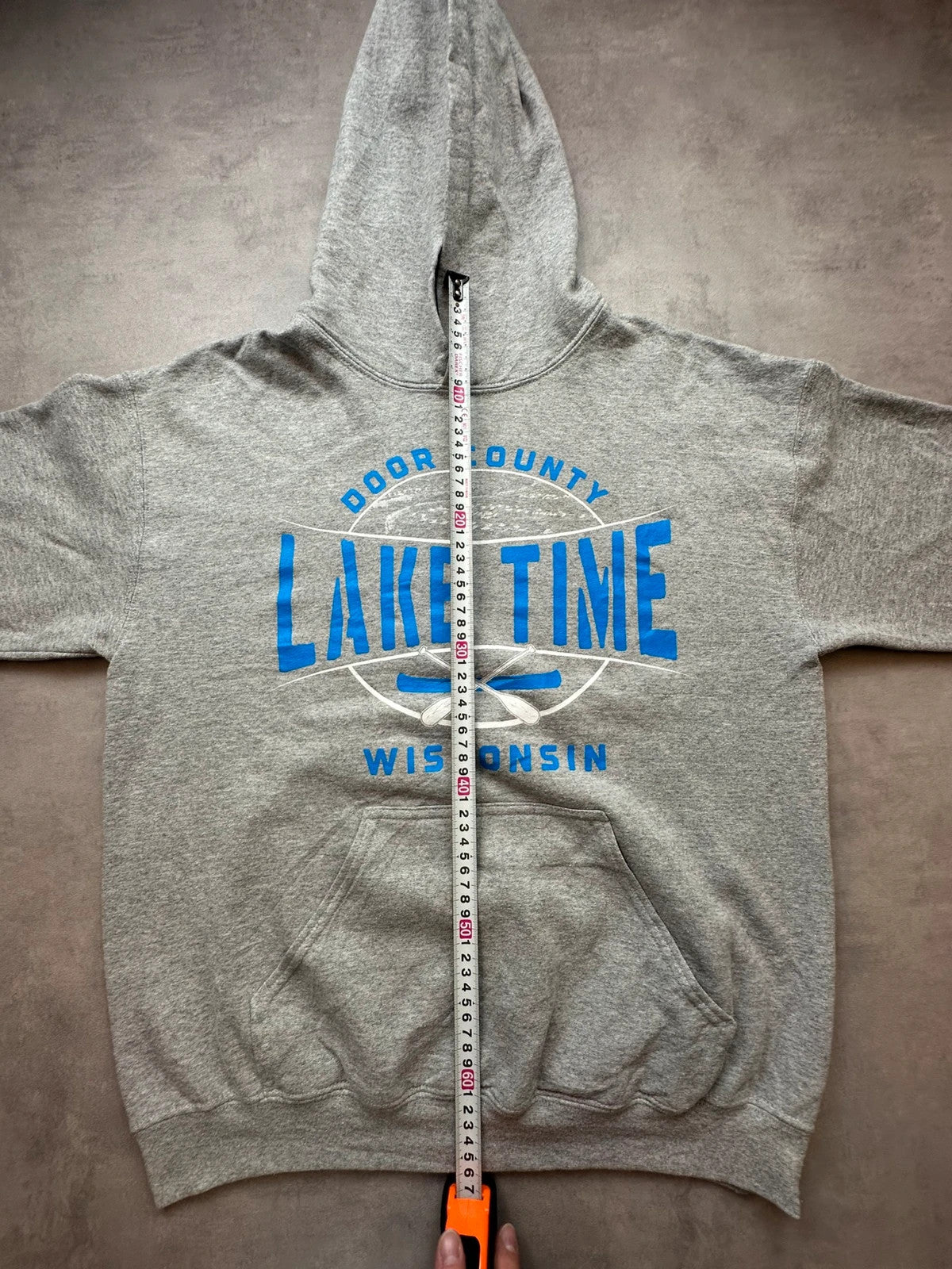 Hoodie Vintage Door County Lake Time Wisconsin – Gris