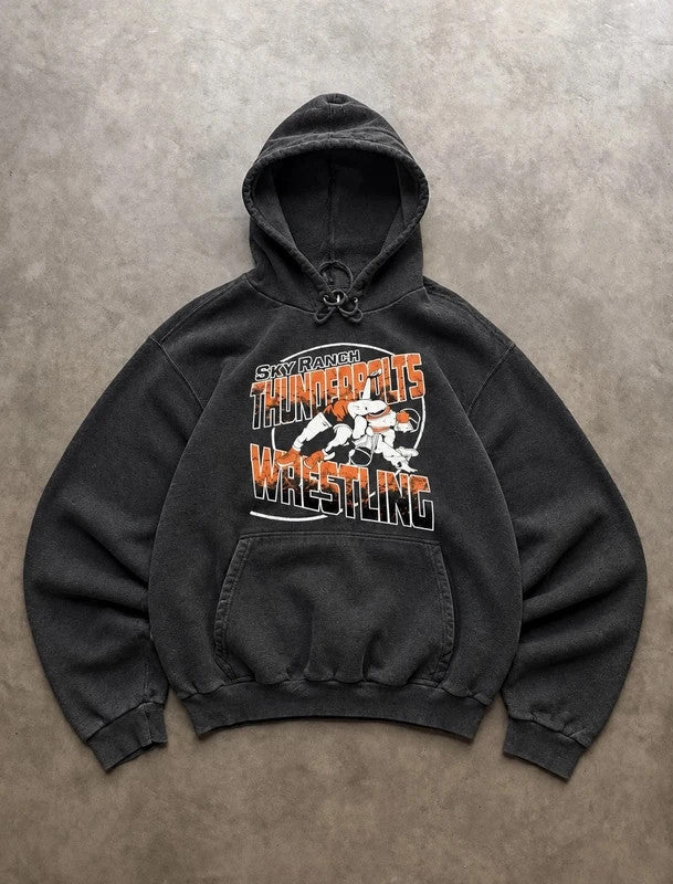 Sweat Hoodie Vintage Sky Ranch Thunderbolts Wrestling – Black