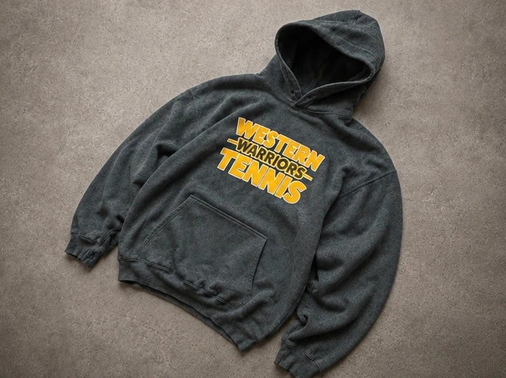 Hoodie Vintage Western Warriors Tennis – Gris Anthracite