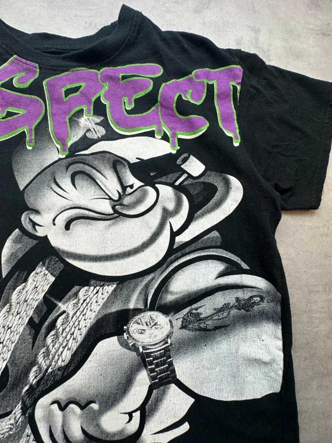 T-Shirt Vintage Popeye “Respect The Grind” Noir