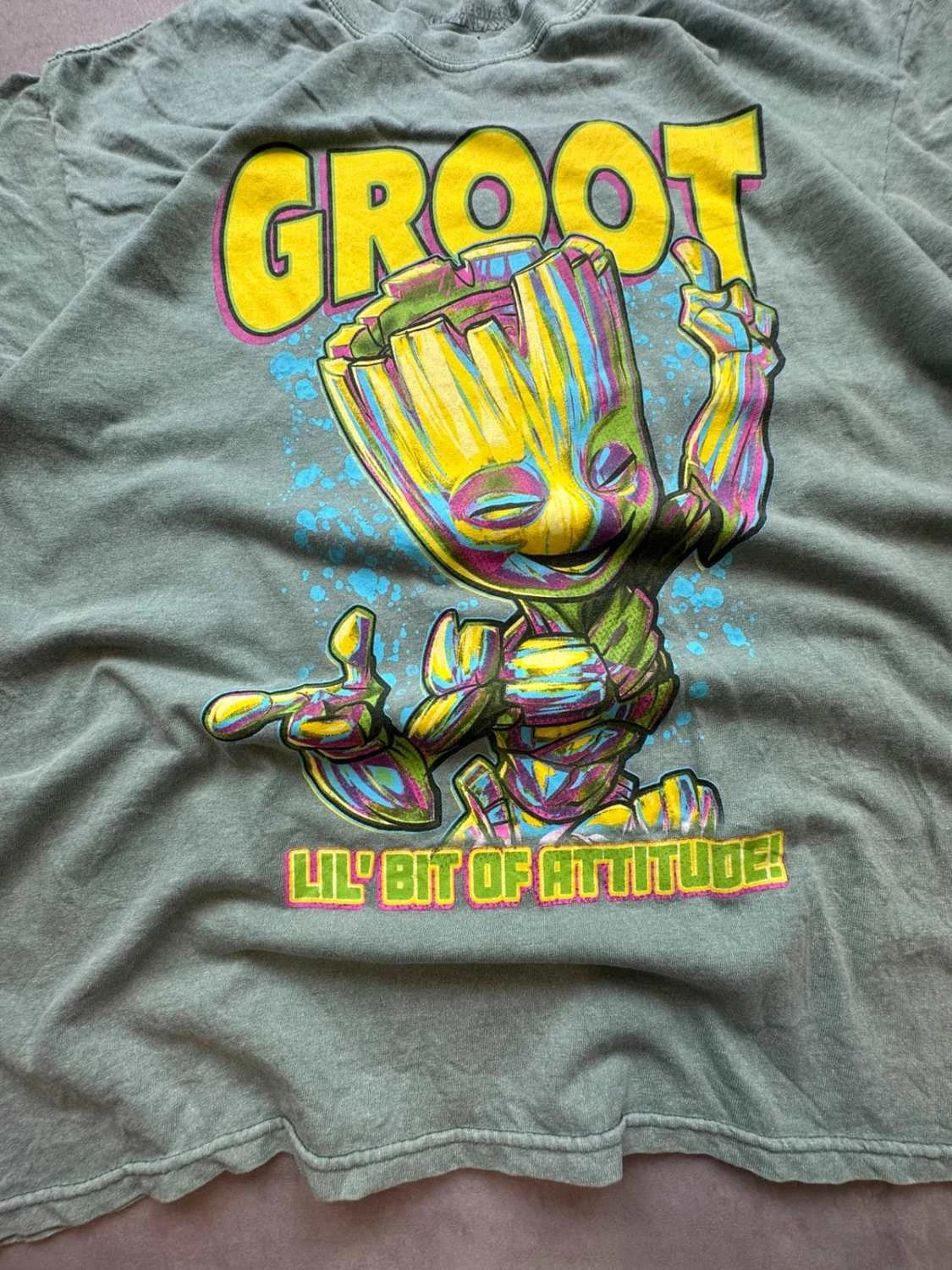 Tee Shirt Marvel Vintage Groot Guardians of the Galaxy Vert d’Eau – Graphic Print Y2K