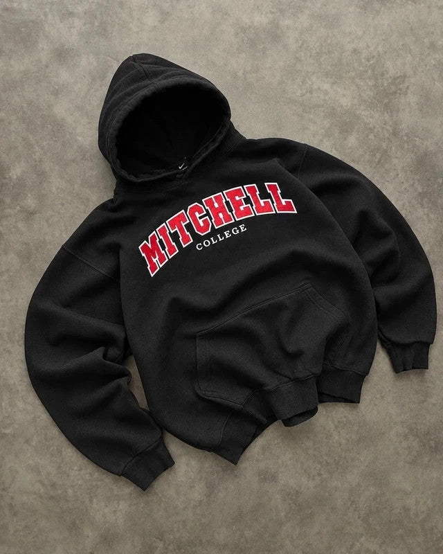Sweat Hoodie Vintage Mitchell College USA – Black