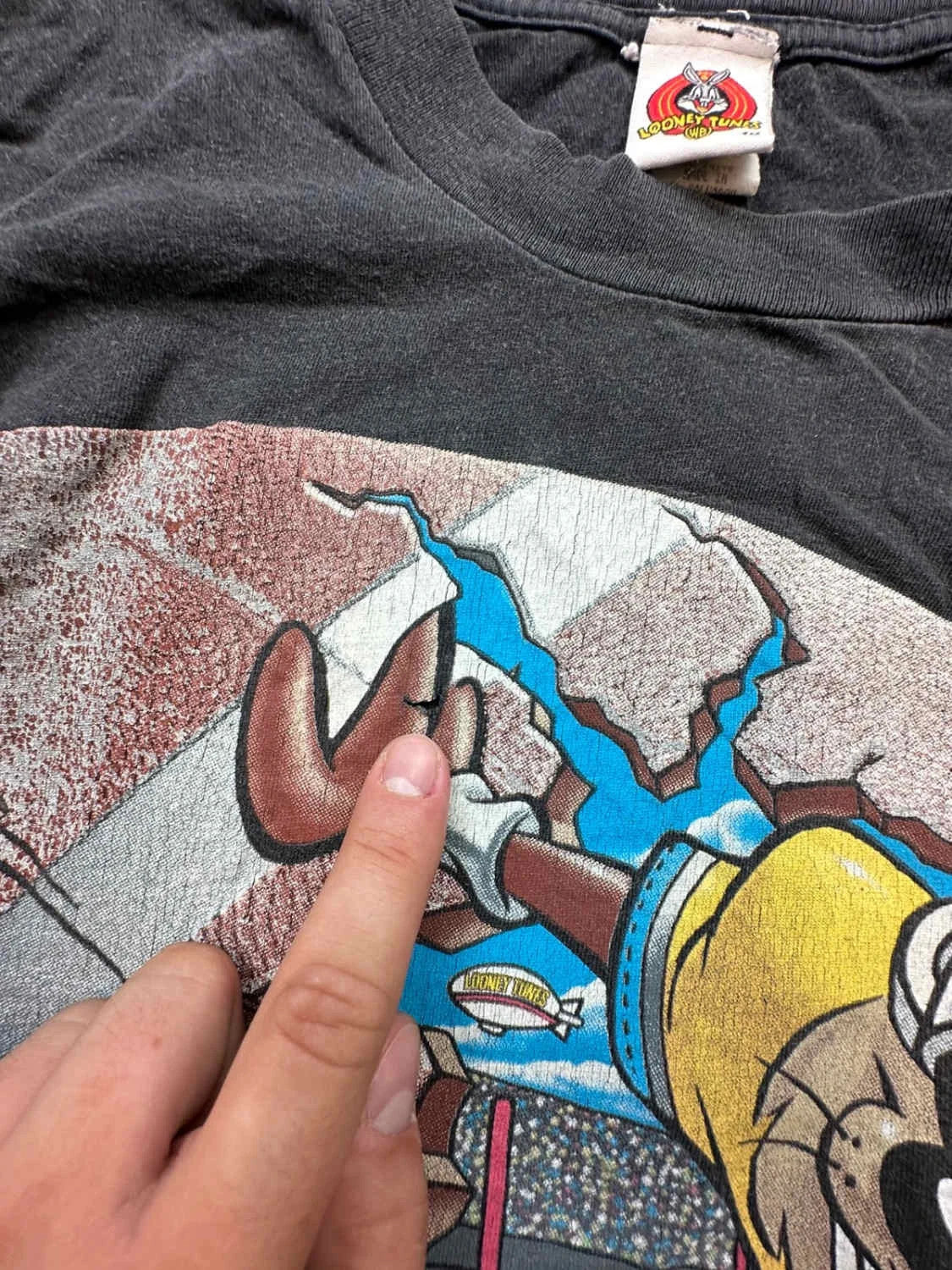 T-Shirt Vintage 1997 Looney Tunes Taz Football Américain Noir