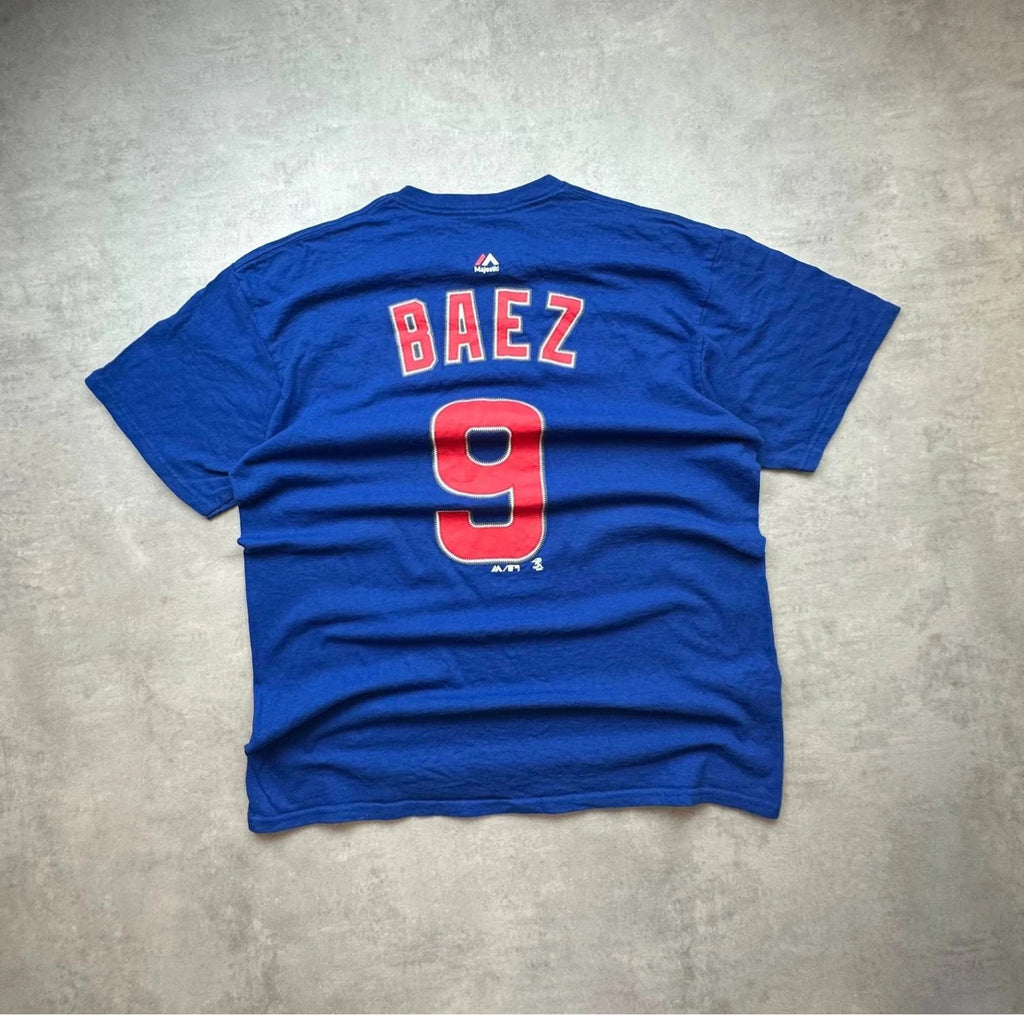 T-Shirt Vintage Chicago Cubs Baez #9 Bleu