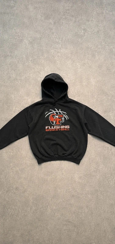 Sweat Hoodie Vintage Flushing Basketball – Noir
